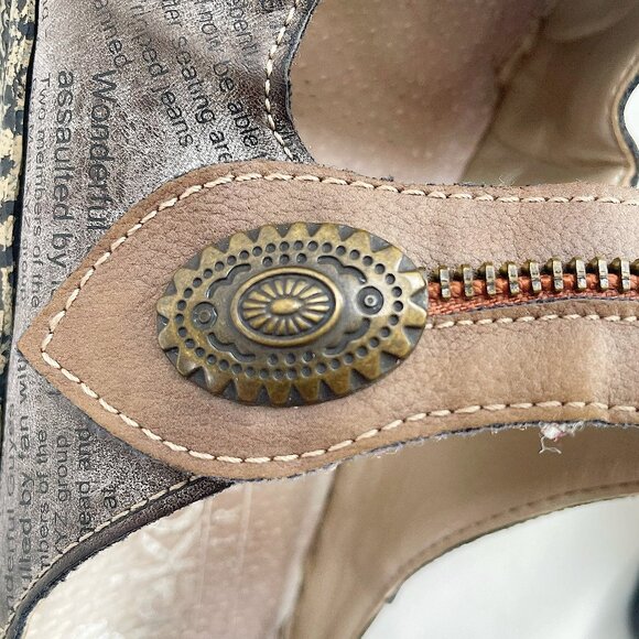 SOLD  Rieker 7 Antistress 38 Gray Leather Mary Jane Newspaper Slides Slip Ons - Picture 10 of 13